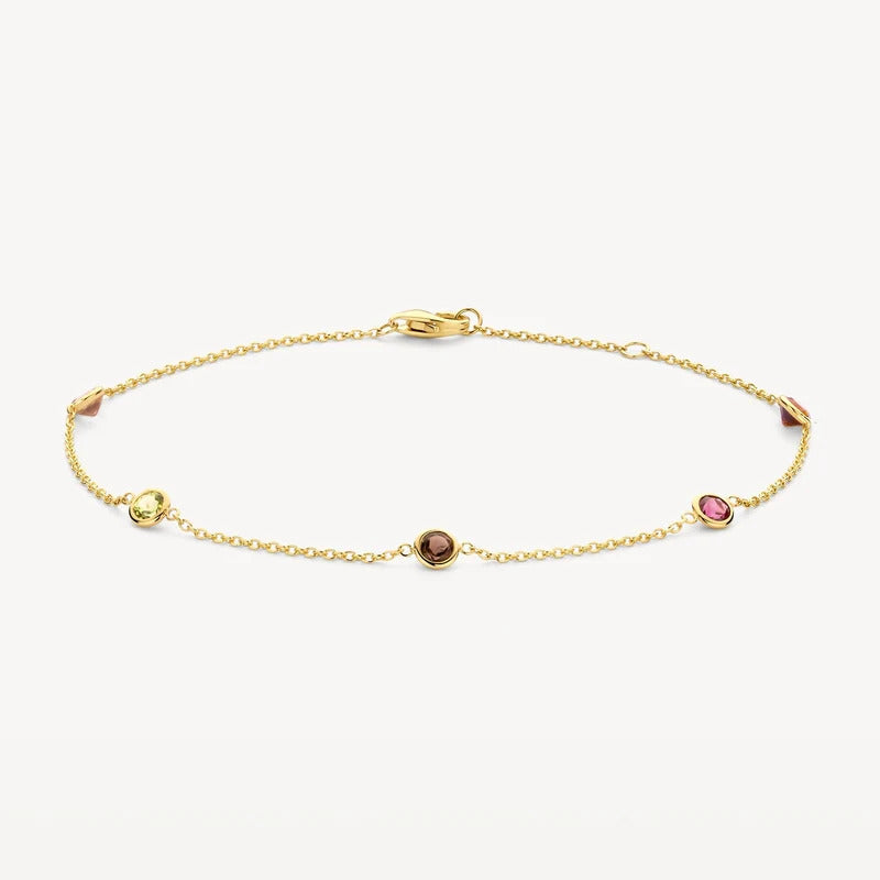 Gliederarmband mit Farbsteinen aus 585er Gelbgold - 2268YFC
