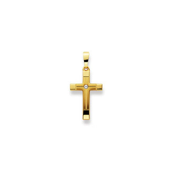 Gold-Classics Anhänger Kreuz 750 Gelbgold matt/poliert mit Zirkonia 19 x 13 mm - 1158.03332/0002