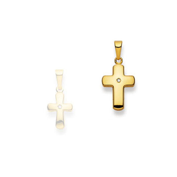 Gold-Classics Anhänger Kreuz 750 Gelbgold poliert mit Brillant 0,008 ct H SI 16 x 11 mm - 1158.03085/0001