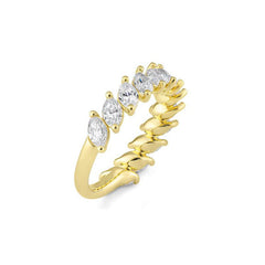 Bague Navette semi-mémoire diamants de laboratoire – Bague élégante avec diamants de laboratoire - 41062980