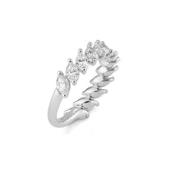 Bague Navette semi-mémoire diamants de laboratoire – Bague élégante avec diamants de laboratoire - 41062980