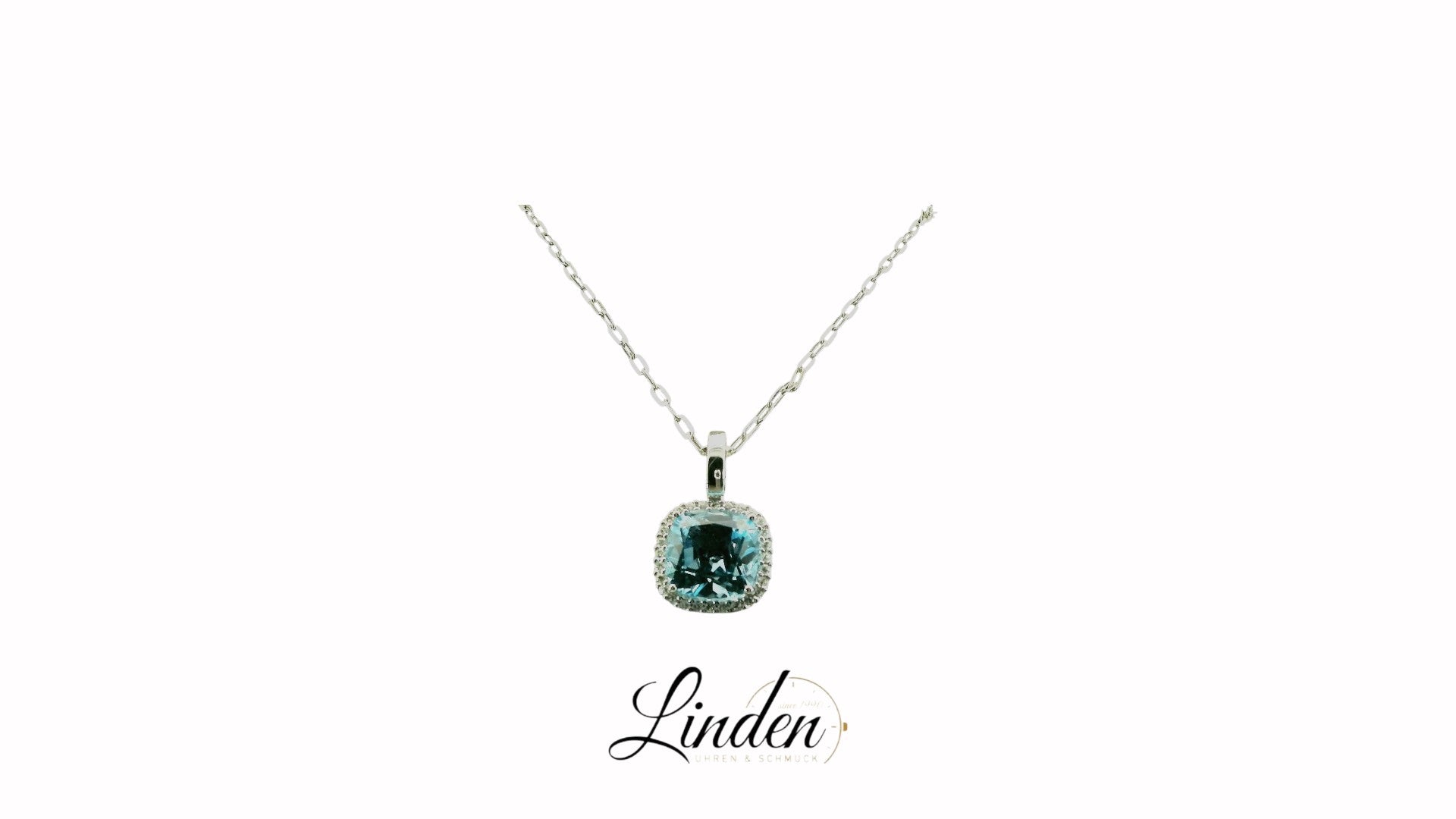 Halskette 750 Weissgold Blauer Edelstein Diamant ca. 40 cm