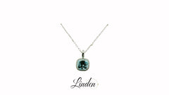 Halskette 750 Weissgold Blauer Edelstein Diamant ca. 40 cm