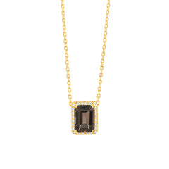 Halskette in 18 Karat Gelbgold mit gefasstem Quarz und Diamanten - P2880016GYN02