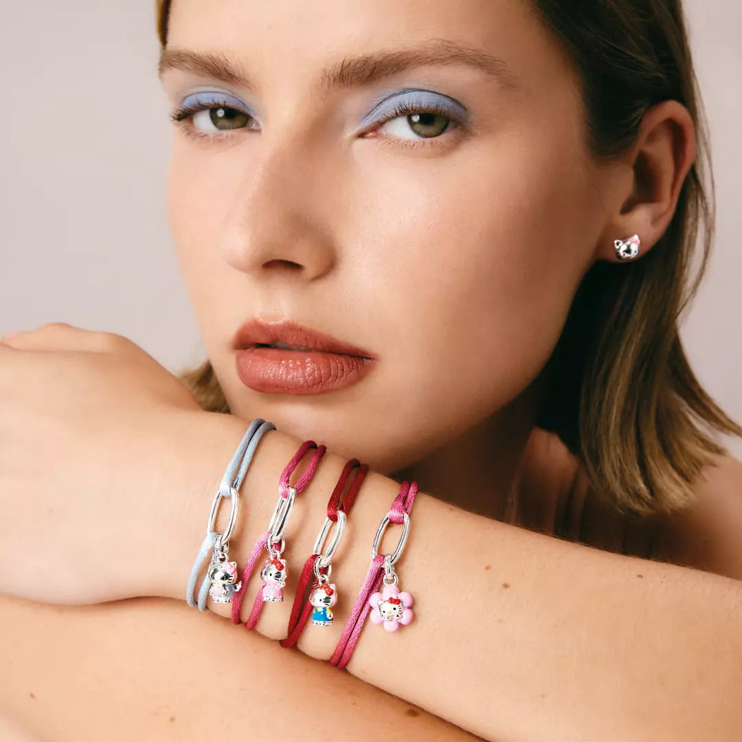 Hello Kitty Textilarmband Rot mit Charm – Connect – A2245-M07-10-L24V