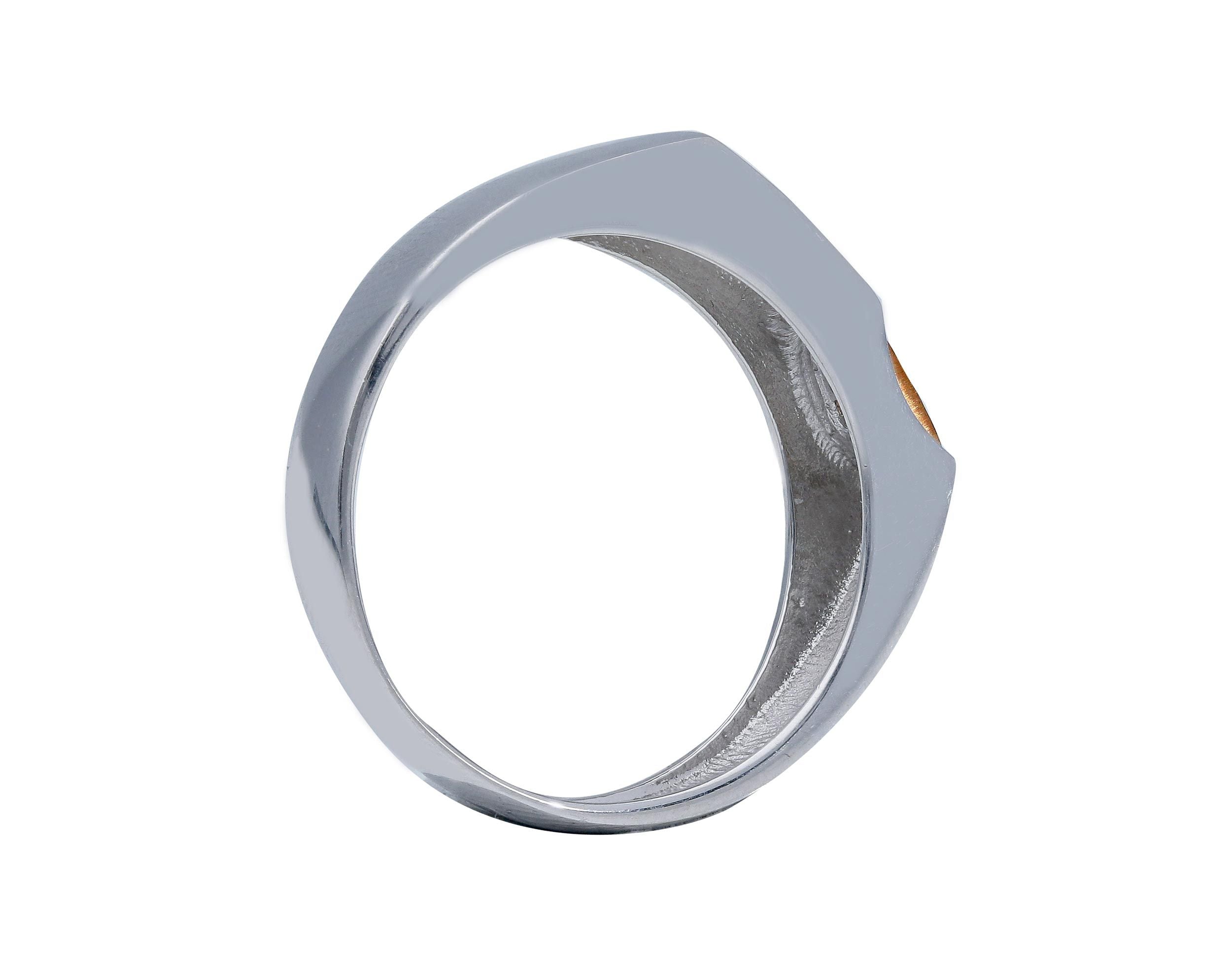 Herrenring 18 Karat Weiss- / Roségold - 750 Goldring für Männer - 208220