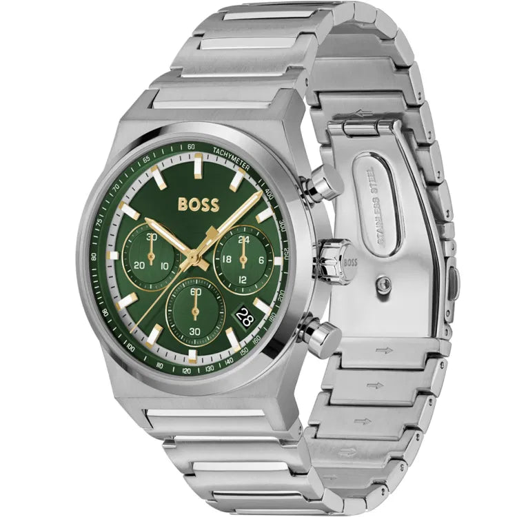 Hugo Boss Candor Chrono Silbrig / Grün Herrenuhr - 1514220
