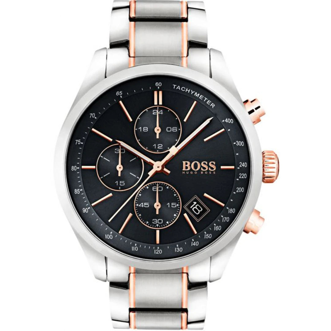 Hugo Boss Grand Prix Chronograph 44mm Herrenuhr in Silber, Schwarz - HB1513473