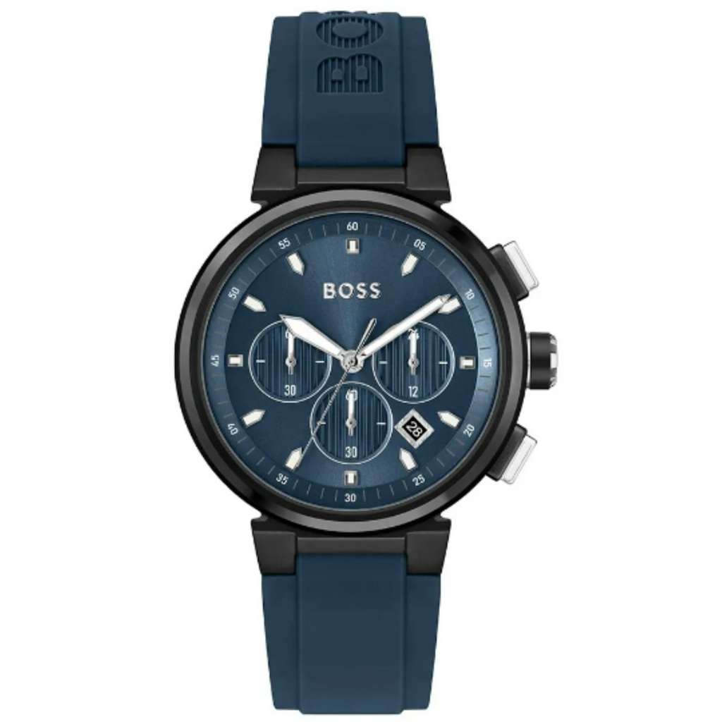 Blue Dial Boss Chronograph Lederarmband Hugo Boss Uhr Herrenuhr