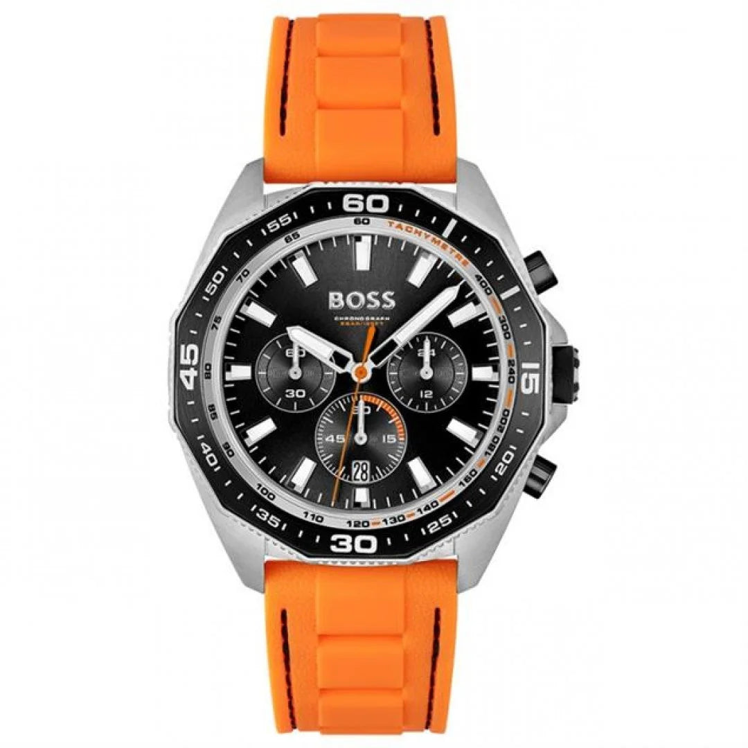 Hugo Boss Chronograph Herrenuhr mit Orange Kautschukband - HB1513970