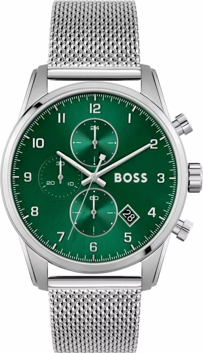 Hugo Boss Skymaster Chronograph 44mm Uhr Edelstahl Silber