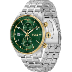 Hugo Boss Skytraveller Chronograph Silbrig / Grün Herrenuhr - 1514195