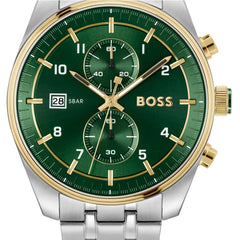 Hugo Boss Skytraveller Chronograph Silbrig / Grün Herrenuhr - 1514195