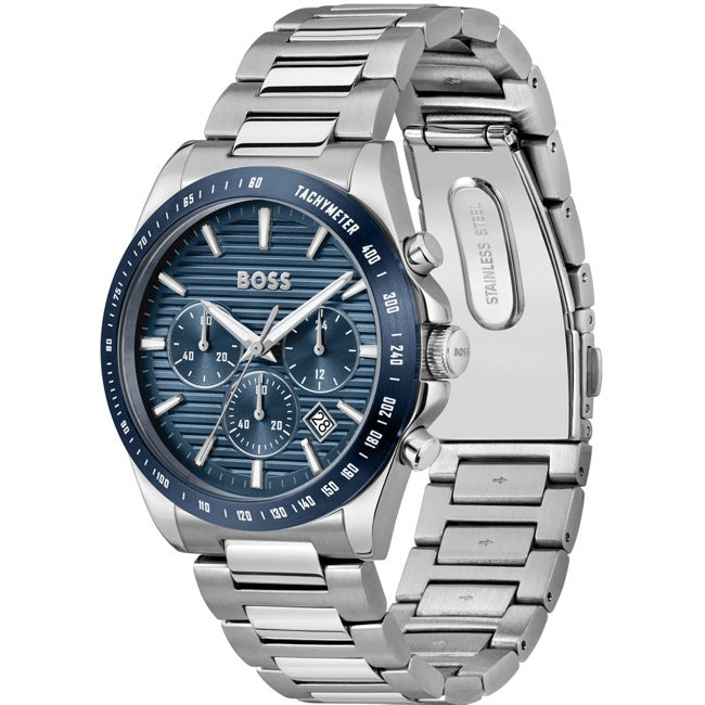 Hugo Boss Strike Chronograph Silbrig / Blau Herrenuhr - 1514240