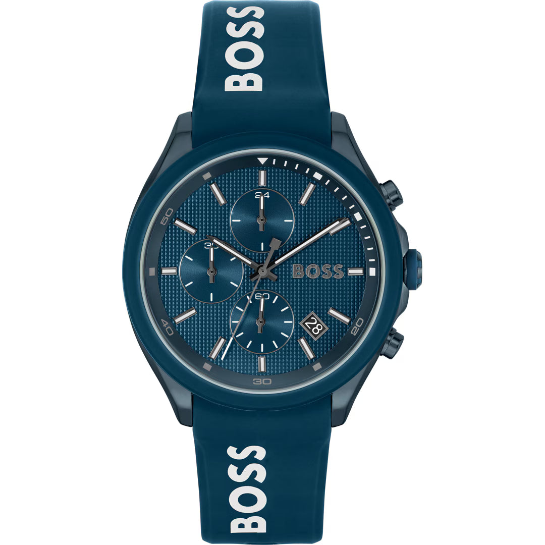 Hugo Boss Velocity Chronograph 44mm Uhr Blau Edelstahl