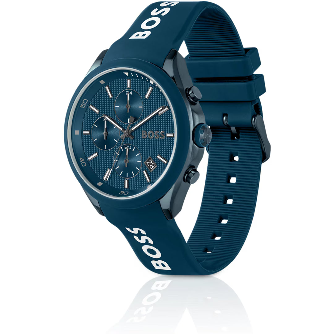 Hugo Boss Velocity Chronograph 44mm Uhr Blau Edelstahl
