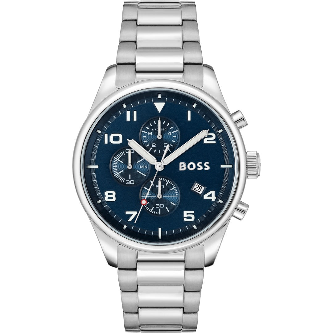 Hugo Boss View Chronograph 44mm Herrenuhr aus Edelstahl in Blau - 1513989