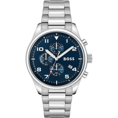 Hugo Boss View Chronograph 44mm Herrenuhr aus Edelstahl in Blau - 1513989