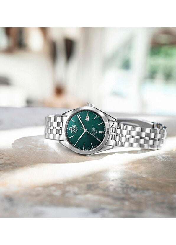 JDM Militär Interlaken Herrenuhr aus silbernem Stahl - JDM-WG023-01