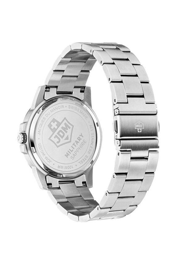 JDM Militär Oscar Herrenuhr aus silbernem Stahl - JDM-WG025-03