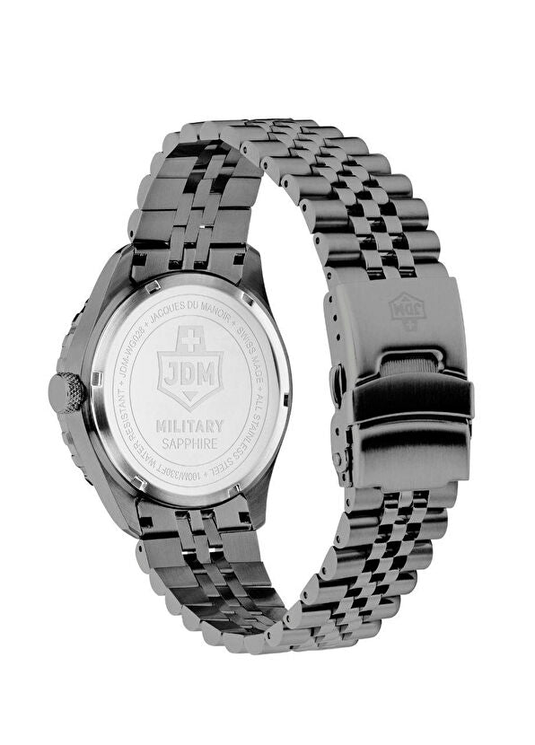 JDM Militär Wingman Herrenuhr aus schwarzem Stahl - JDM-WG028-02