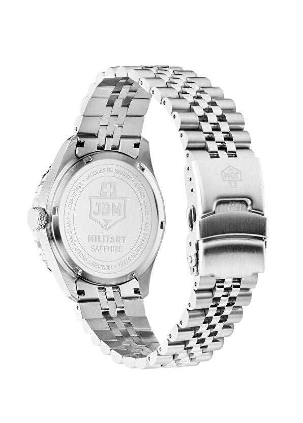 JDM Militär Wingman Herrenuhr aus silbernem Stahl - JDM-WG028-04