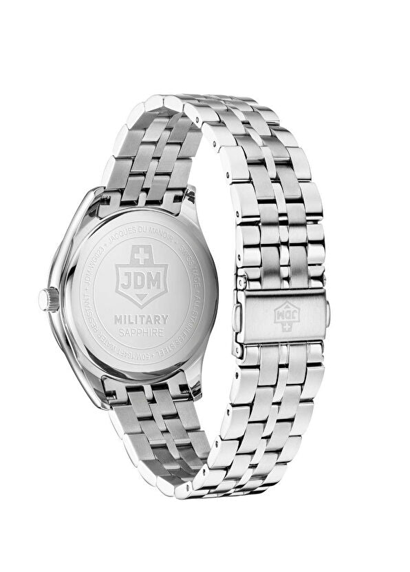 JDM Militär Interlaken Herrenuhr aus silbernem Stahl - JDM-WG023-02