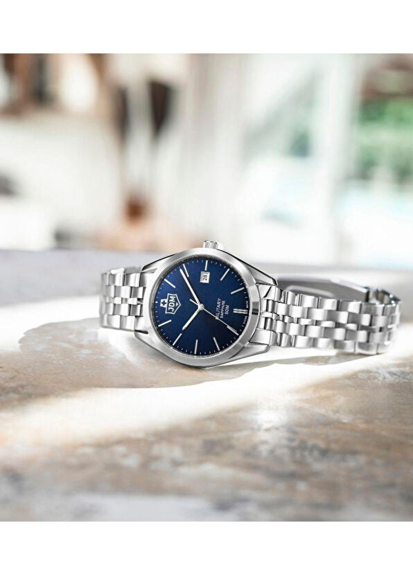 JDM Militär Interlaken Herrenuhr aus silbernem Stahl - JDM-WG023-02