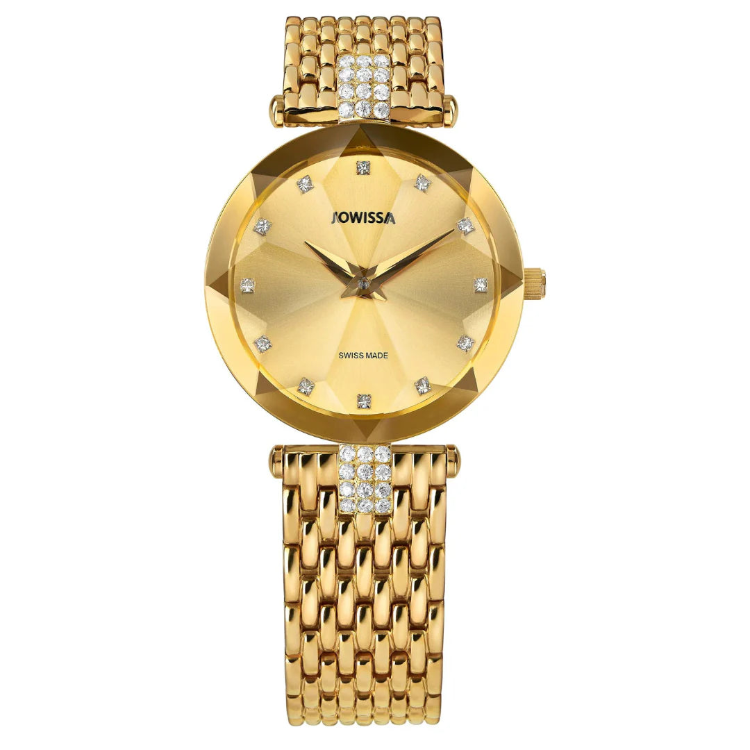 Jowissa Facet Strass Schweizer Damenuhr in Gold - J5.629.M