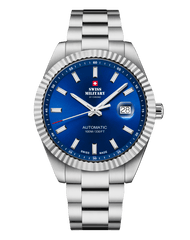 Klassische Schweizer Automatikuhr – Blau, Stahl | Swiss Military - SMA34110.03