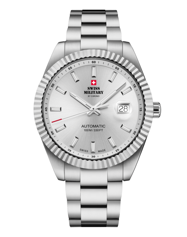 Klassische Schweizer Automatikuhr – Silber, Stahl - Swiss Military - SMA34110.02