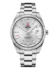 Klassische Schweizer Automatikuhr – Silber, Stahl - Swiss Military - SMA34110.02