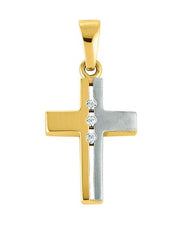 Kreuz-Anhänger 18 K Bicolor-Gold mit Zirkonia - 1558.03515/0001