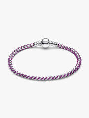 Lilafarbene Kordel Kastenkette Armband Sterling-Silber - 593816C03