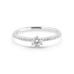 LINDEN Verlobungsring aus 18 Karat Weissgold (750) mit Diamanten - YZ00490