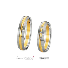 Linder Trauringe in Weissgold und Gelbgold mit Brillant - 574/575