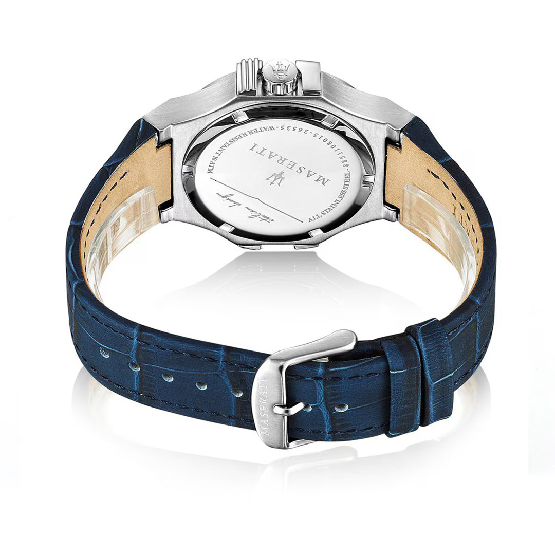 Maserati Potenza Blau Leder Quarz Uhr
