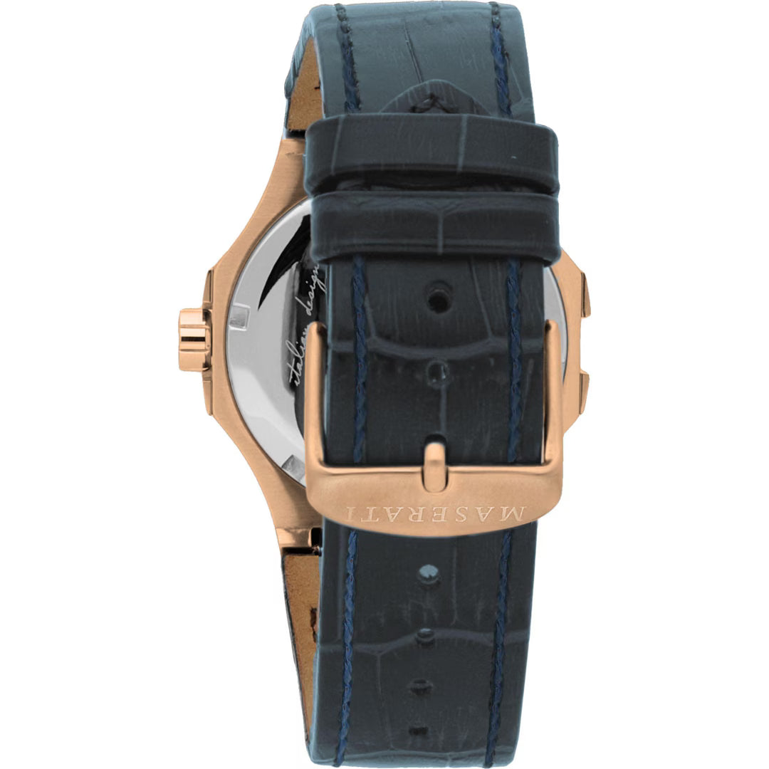 Maserati Potenza Blau Leder Quarz Uhr