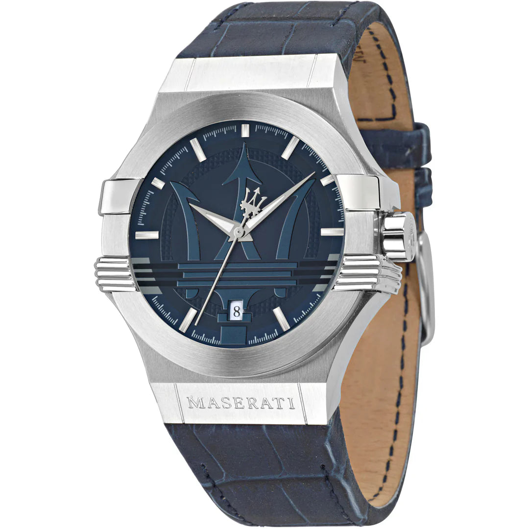 Maserati Potenza Blau Leder Quarz Uhr - R8851108015