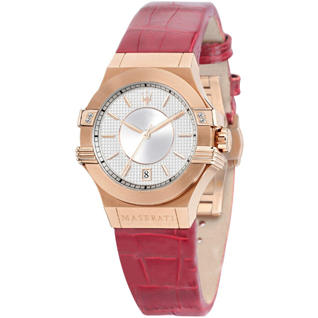 Maserati Potenza Lady Date Pink Leder Quarz