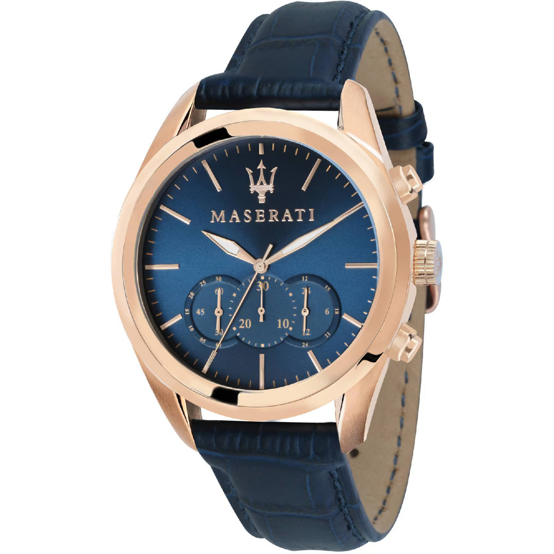 Maserati Traguardo Chronograph Blau Leder - R8871612015