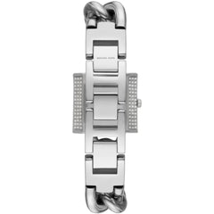 Michael Kors Schlossförmige Mini-Armbanduhr im Silberton mit Pavé - MK4718