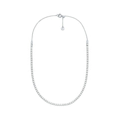 Michael Kors Kors Brilliance Damen Halskette aus Messing Silberfarben mit Zirkonia – MKJ8649040