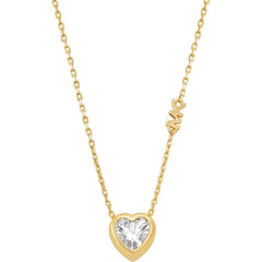 Michael Kors Kors Love Damen Halskette mit Herzanhänger Goldfarben und Zirkonia&nbsp;