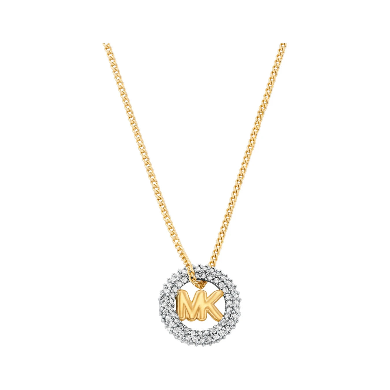 Michael Kors Kors MK Damen Halskette aus vergoldetem Messing Bicolor mit Zirkonia
