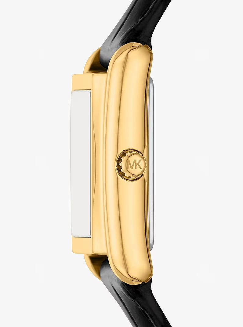 Michael Kors Petite Essex Damenuhr Gold mit Lederarmband 20 × 27 mm – MK7692