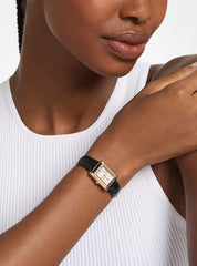 Michael Kors Petite Essex Damenuhr Gold mit Lederarmband 20 × 27 mm – MK7692