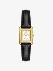 Michael Kors Petite Essex Damenuhr Gold mit Lederarmband 20 × 27 mm – MK7692