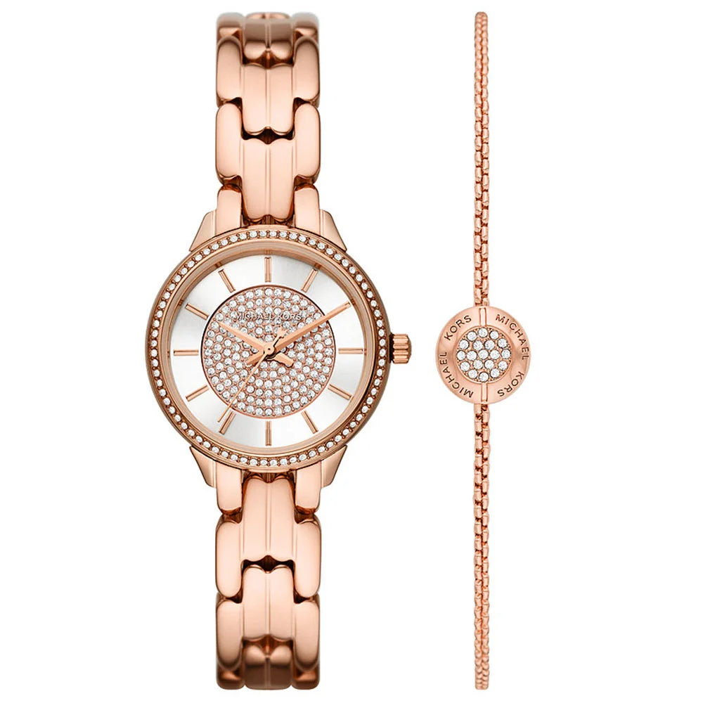 Michael Kors Allie Set im Roséton mit Pavé Damenuhr - MK1039