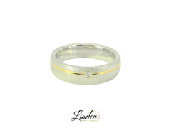 Moderner Bicolor-Trauring Silber Gold Partnerringe - SGB 119/6